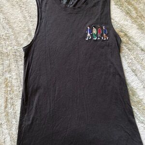 Netflix Black Tank Top with Colorful Embroidery